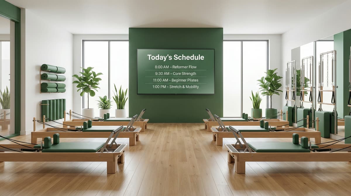 Gym class schedule screen signage